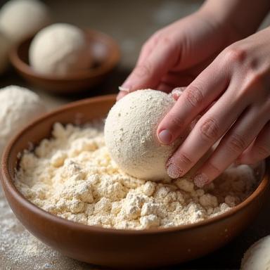 Close-up of handmade bath bomb mixing process